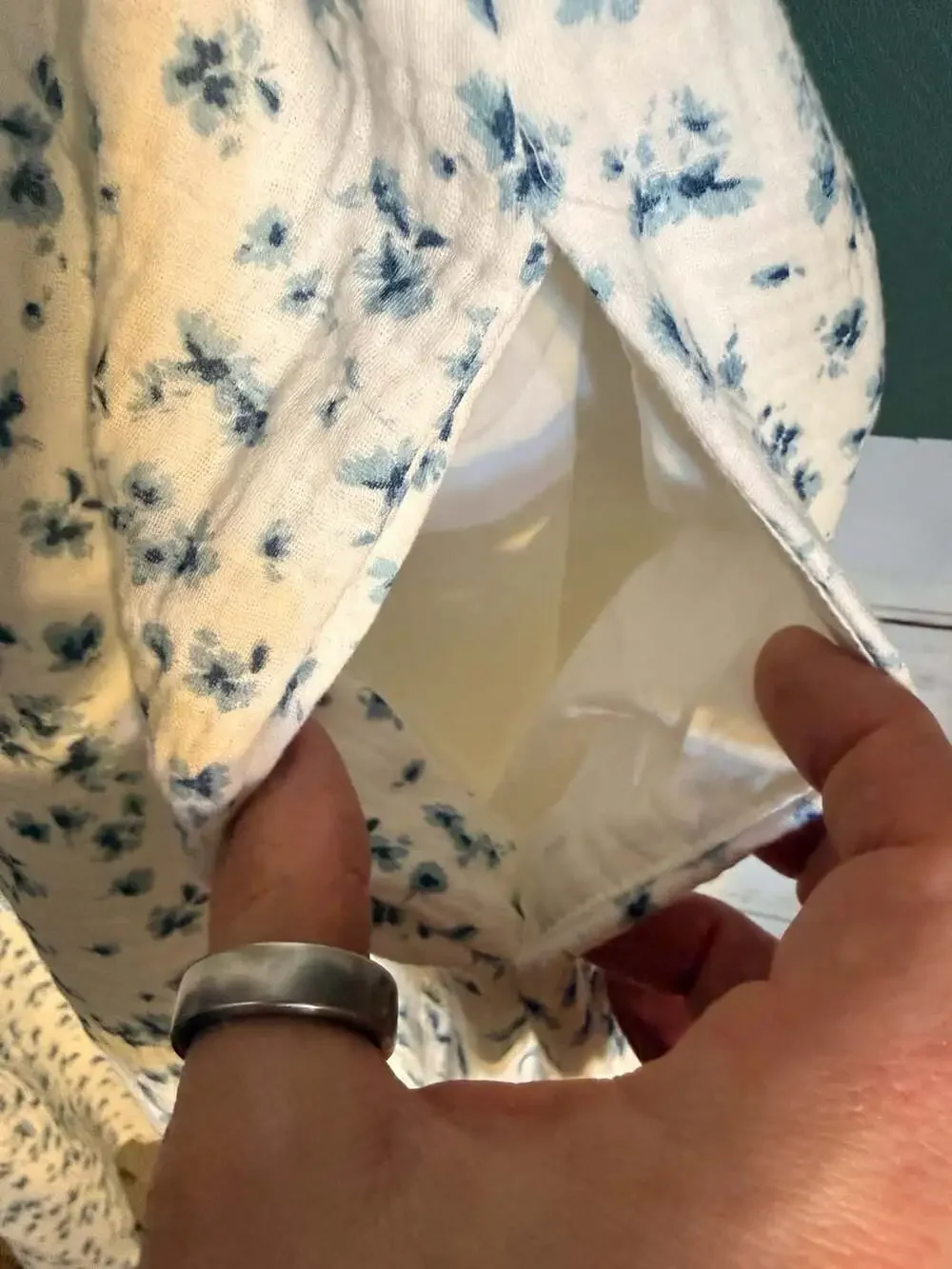 Torrid Smocked Button Down Midi Dress in Blue Floral Gauze - Picture 3 of 7